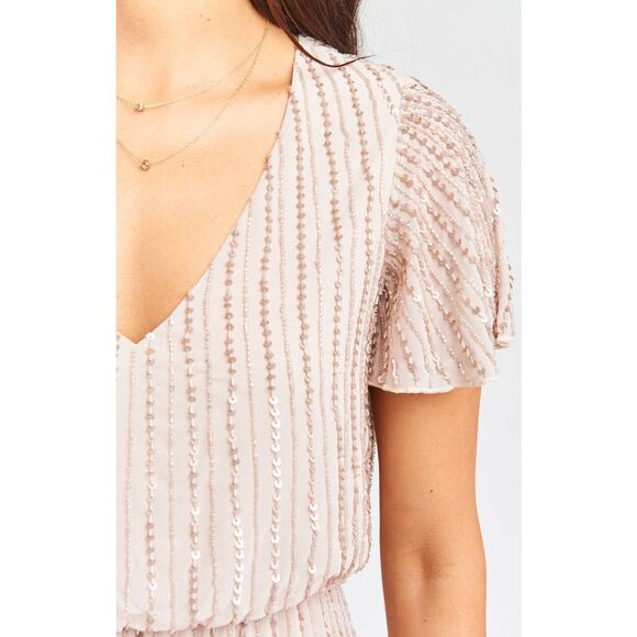 Show Me Your Mumu Michelle Flutter Maxi Dress Show Me The Ring Beaded S - Picture 7 of 7